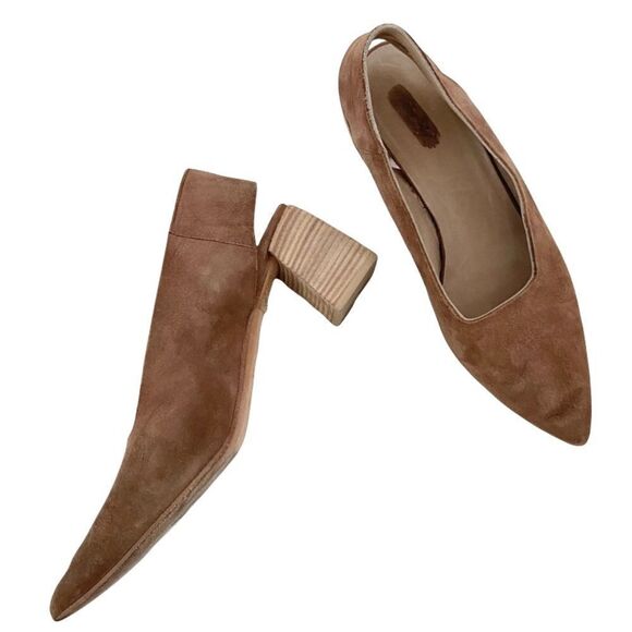 Marsell Soft Leather Suede feel Brown Slingback Block Heel Size 41 / 11 - Picture 1 of 16